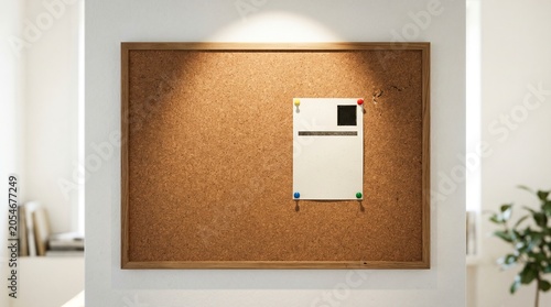 Electrical Meter Box Mounted on a Beige Corkboard Wall Panel, with Clean Modern Interior Surroundings and Visible Mounting Hardware