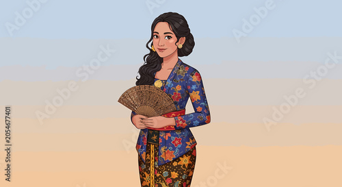 Woman Holding Brown Folder Standing Alone.