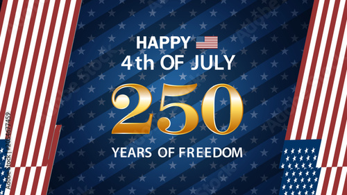Foto Happy 4th of July 250 years of freedom celebration with American flag elements