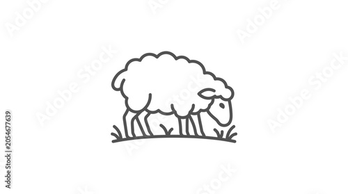 Canvastavla Simple minimalist line art of sheep grazing in pasture.