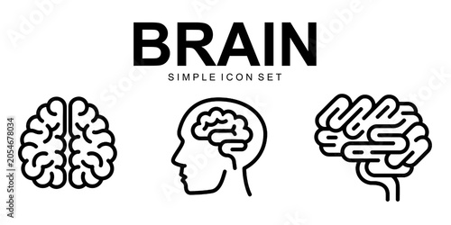 Bilde på lerret Brain Mind and Neurology Icon Set Vector Illustration Editable with Transparent