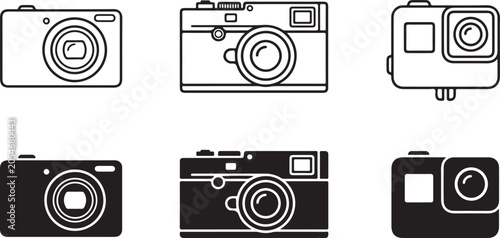 “Camera Icons Vector Pack | Flat and Line Photography Icons Set for Digital and UI Design”