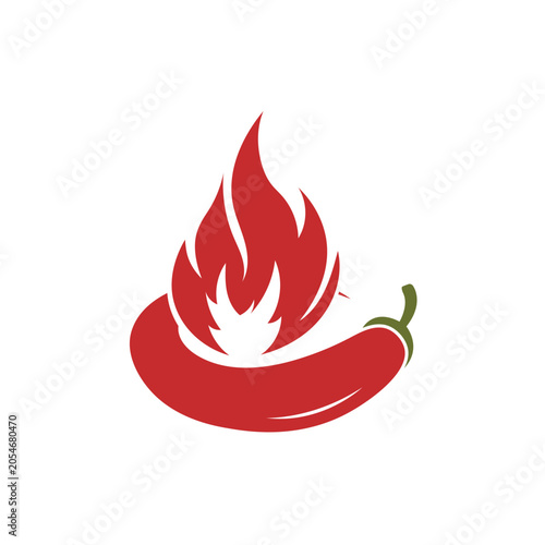 Red chili logo icon flat vector design.