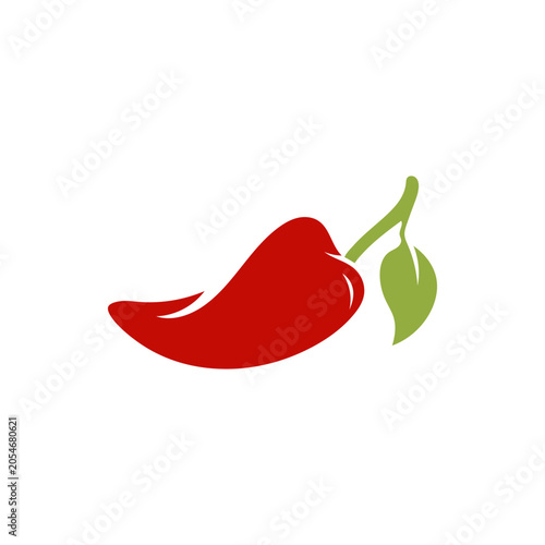 Red chili logo icon flat vector design.