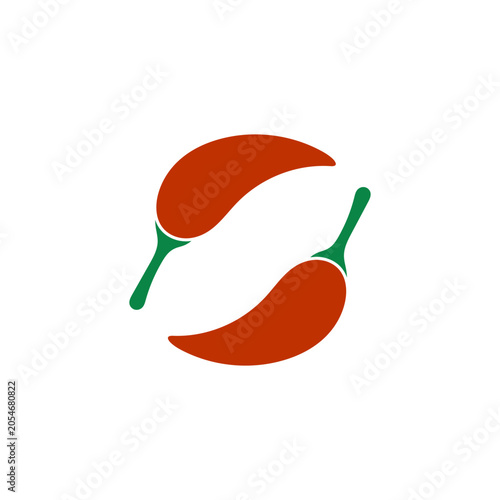 Red chili logo icon flat vector design.