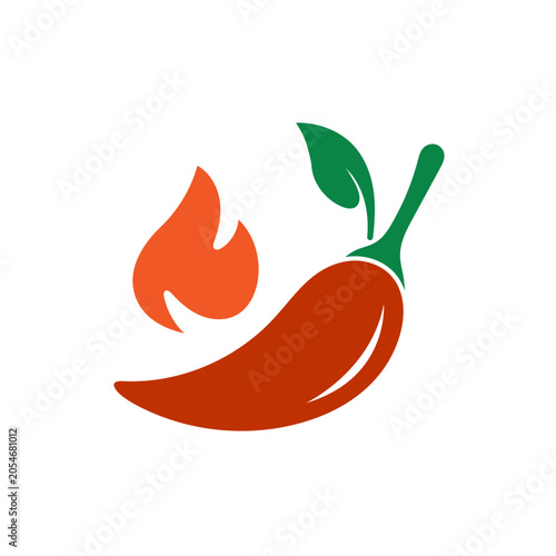 Red chili logo icon flat vector design.