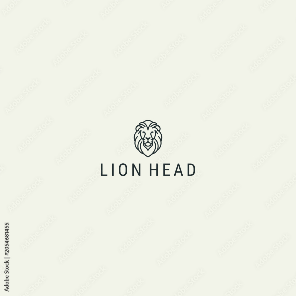 Fototapeta premium Minimalist lion head logo design with text for branding and identity