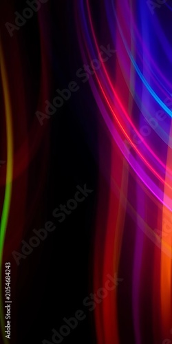 Abstract streaks of vibrant color blur across dark background, abstract,  motion