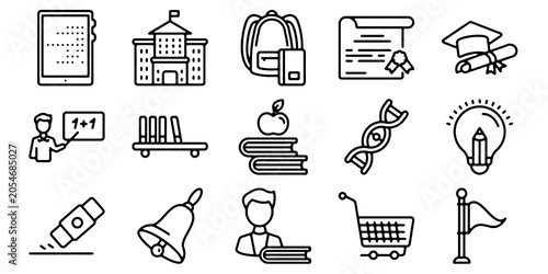 Photos Education and University Learning Icon Set Vector Illustration Editable with Tra