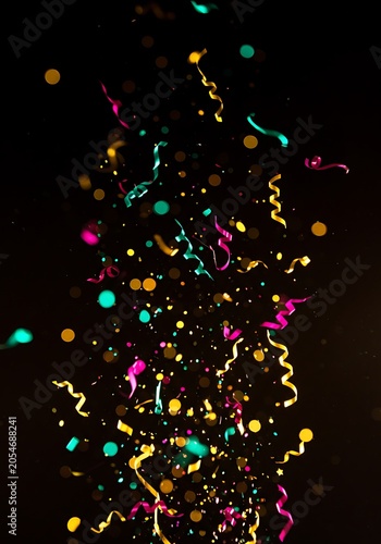 Neon Confetti Burst: Nighttime Celebration