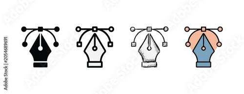 Bild auf Leinwand Creative vector illustration of four fountain pens with different colors and sty