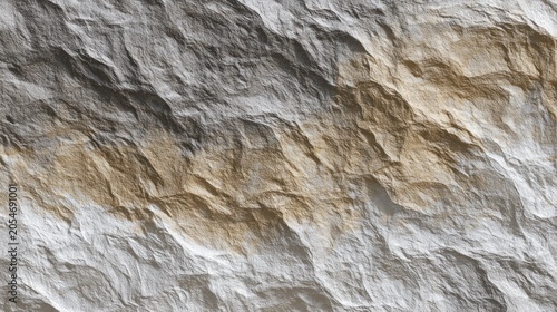 Irregularly folded surface displays a complex pattern of textured stone in neutral and earthen tones.