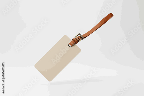 Εκτύπωση καμβά Luggage Tag with Leather Strap on White Background