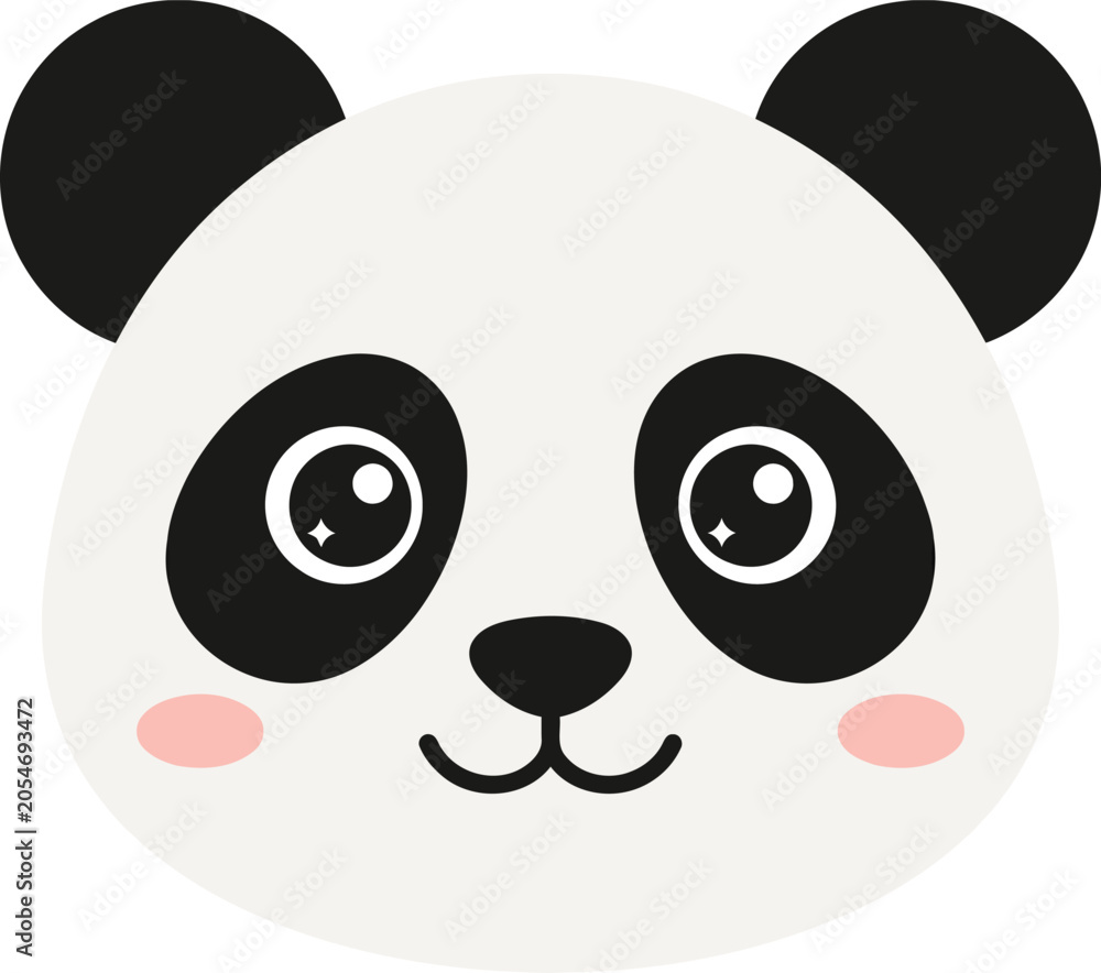 Fototapeta premium Cute Panda Face Portrait Cartoon Vector Design