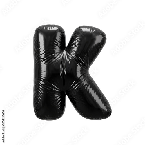 Trash bag letter K - Large polyethylene bin liner font isolated on white background. Perfect alphabet for creative illustrations related to Ecology, recycling, garbage...