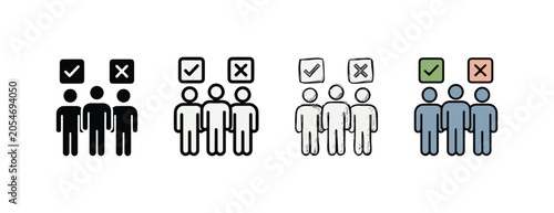 Slika na platnu Human figures with checkmarks and crosses indicating approval or disapproval in