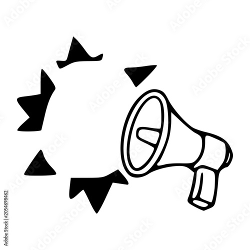 doodle drawing of a loud speaker for announcement and promotion concept