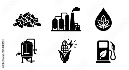 Принти на полотні Biofuel icon set, solid black, white background