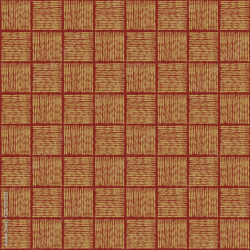 Red Gold Textured Woven Checkerboard Pattern