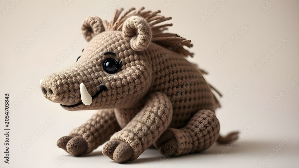 Obraz premium cute crochet amigurumi wild boar plush