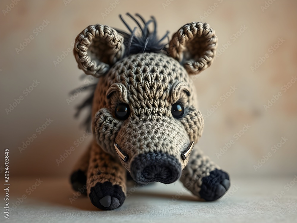 Obraz premium cute crochet amigurumi wild boar plush