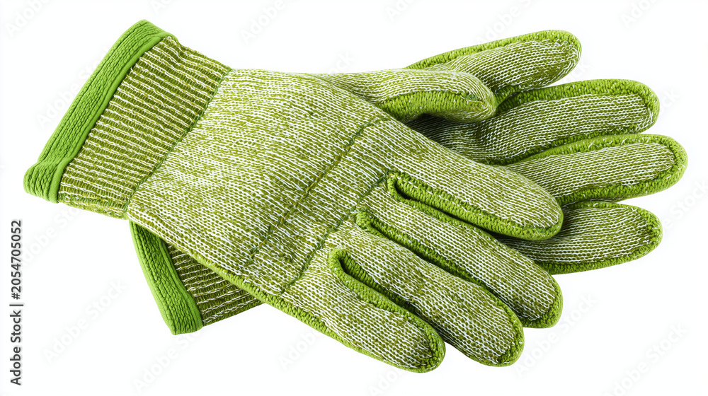 Fototapeta premium green gloves on white background
