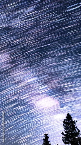 Vertical Shot of Star Trails Stargazing in Southeast Sky Above Palomar Mountain San Diego Astrophotography Time Lapse in California USA