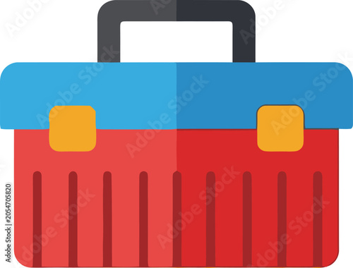 Colorful red and blue toolbox container.