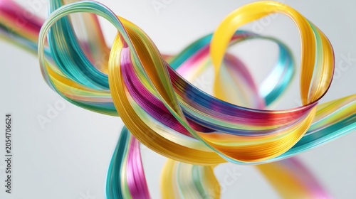 Abstract colorful ribbons on transparent
