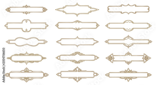 Collection of fifteen elegant gold and white ornate banner templates with intricate scrollwork and borders for luxury branding needs.