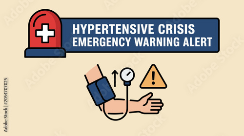 Fotografía Hypertensive Crisis Emergency Warning Alert Medical Graphic