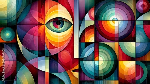 Modern abstract face with geometric forms.