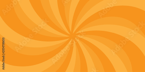 Abstract orange sunburst swirl background with retro radial wave pattern