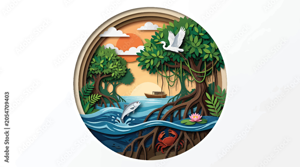 Obraz premium Mangrove Ecosystem Scene