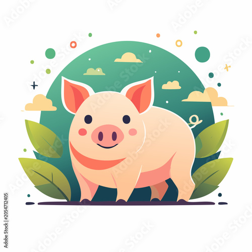 Cute Cartoon Pig Illustration