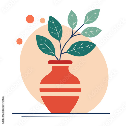 Flat design plant in vase vector illustration