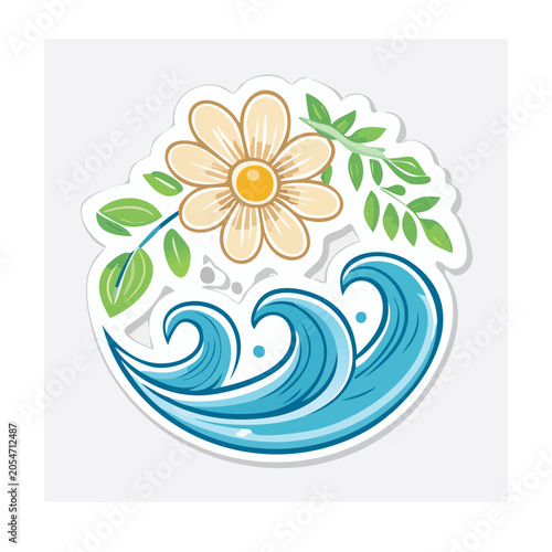 Flat design sunflower in blue pot with leaves