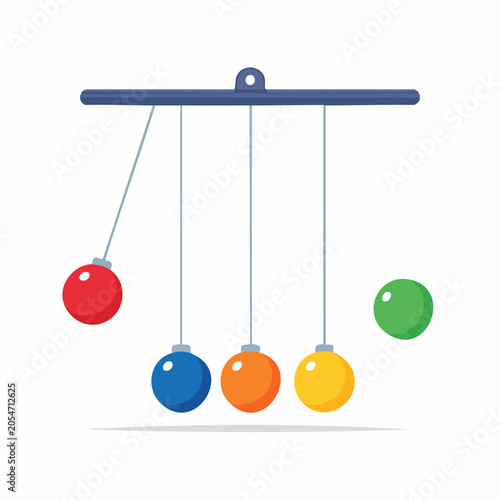 Newton's Cradle with colorful balls