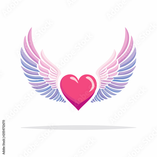 Pink Heart with Angel Wings