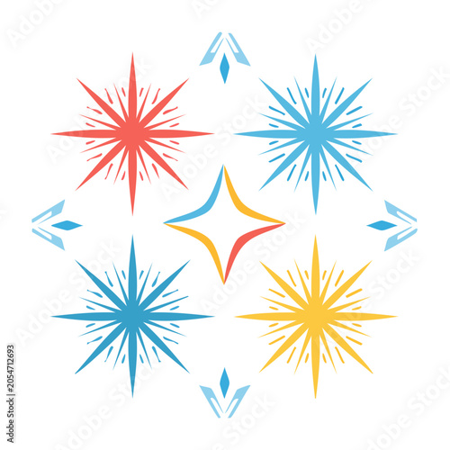 Retro Starburst Shapes Vector Design