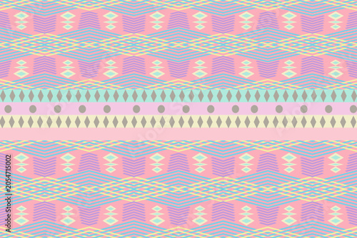 Ethnic pattern from geometric shape combine to be beautiful stripe,pastel color