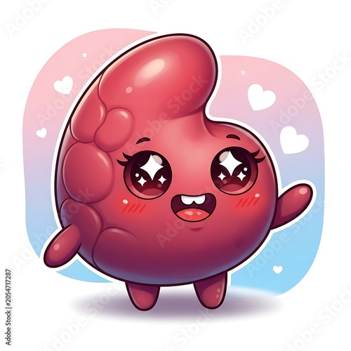Pink cartoon pig with blue bow and happy expression.