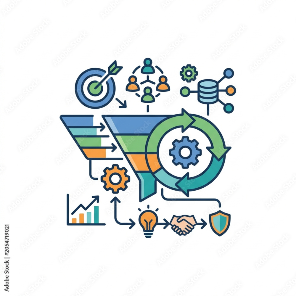 Fototapeta premium Business process optimization and workflow management concept illustration.