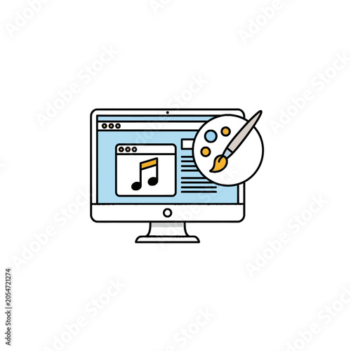 Computer screen with music and paint.