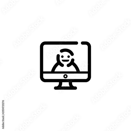Computer Screen with Smiling Person Online.