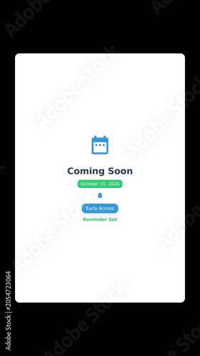 Product Launch Teaser Animation. Minimal Flat Design Mobile Notification. Social Media Promo Graphics