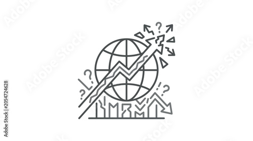 Obraz na plátně Global economic uncertainty and fluctuating market trends line icon