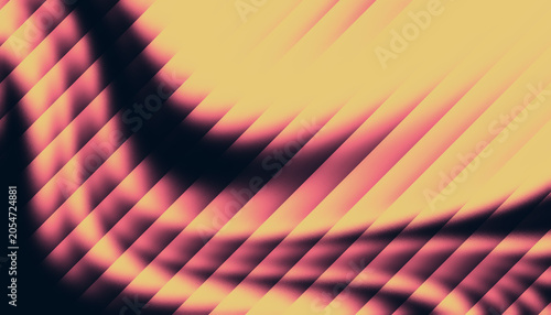 Abstract 3D Diagonal Striped Grid Pattern in Warm Pink Rose and Yellow Gold on Dark Background, Geometric Textured Digital Wallpaper