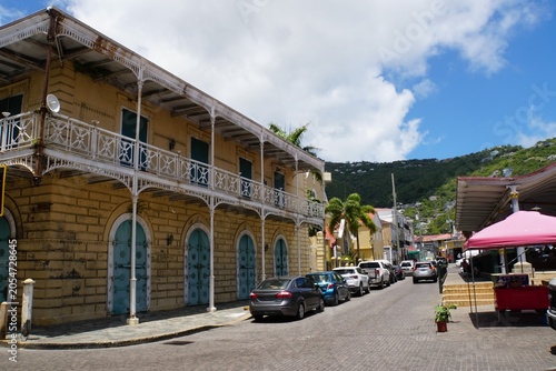 Scenery of Charlotte Amalie Town Street of Saint Thomas - U.S. Virgin Islands