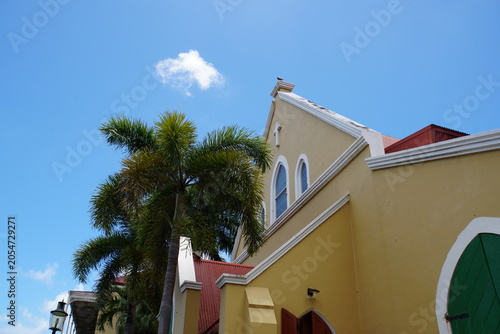 church in Charlotte Amalie Town Street of Saint Thomas - U.S. Virgin Islands